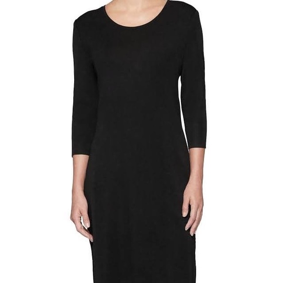 MISOOK - 3/4 Sleeve Sheath Knit Dress, Black - Picture 3 of 7
